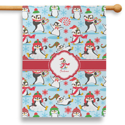 Christmas Penguins 28" House Flag - Single Sided (Personalized)