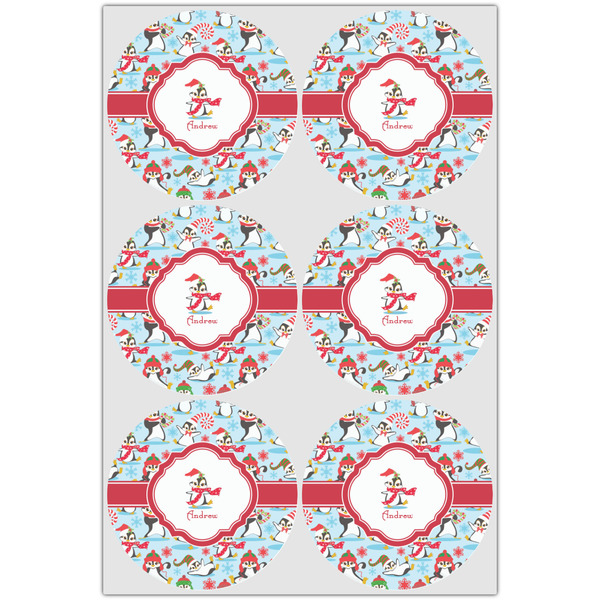 Christmas Penguins Icing Circle - Large - Set of 6