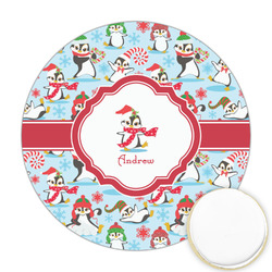 Christmas Penguins Printed Cookie Topper - Round (Personalized)