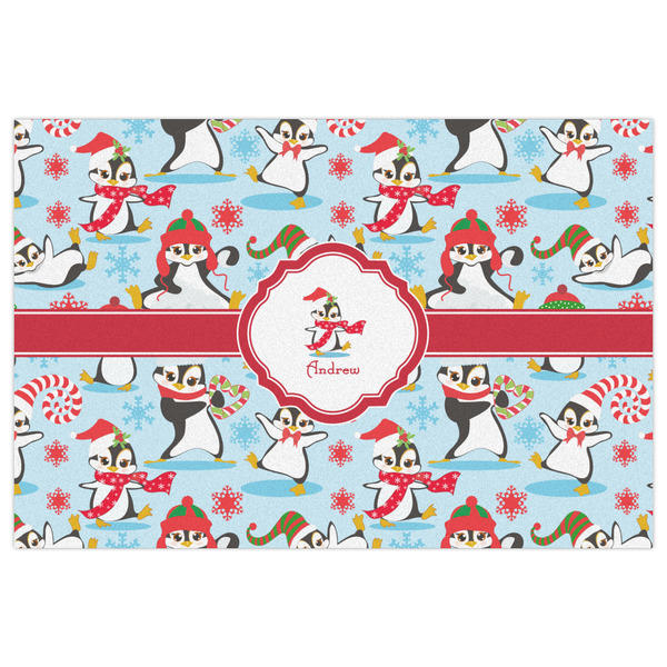 Christmas Penguins Indoor / Outdoor Rug - 4'x6' - Front Flat