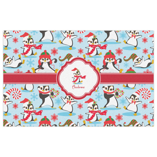 Christmas Penguins Indoor / Outdoor Rug - 5'x8' - Front Flat