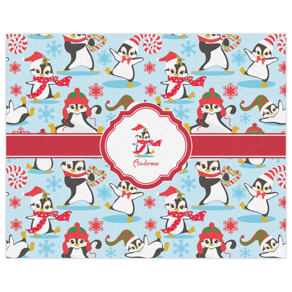 Christmas Penguins Indoor / Outdoor Rug - 8'x10' - Front Flat