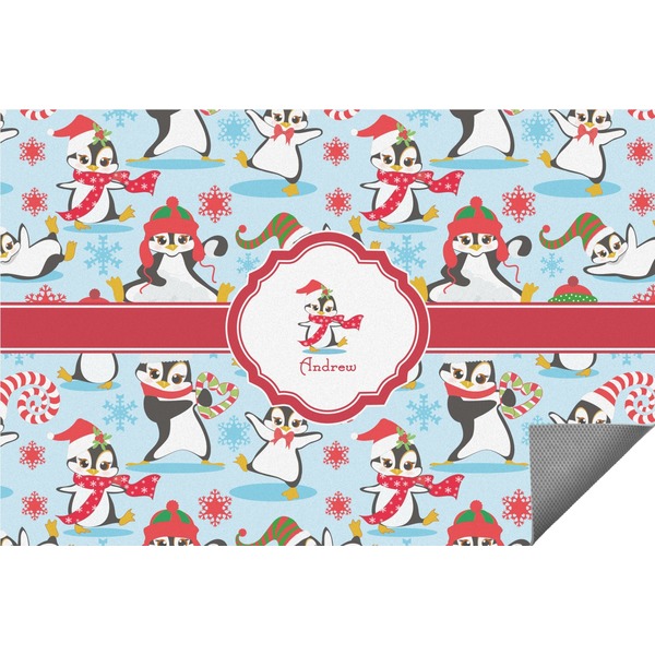 Custom Christmas Penguins Indoor / Outdoor Rug - 6'x8' w/ Name or Text