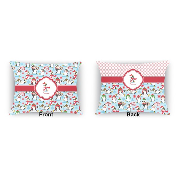 Christmas Penguins  Indoor Rectangular Burlap Pillow (Front and Back)