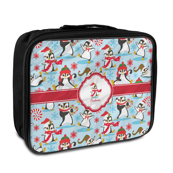 Custom Christmas Penguins Insulated Lunch Bag (Personalized)