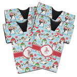 Christmas Penguins Jersey Bottle Cooler - Set of 4 (Personalized)