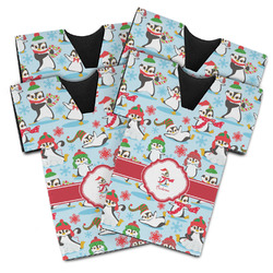 Christmas Penguins Jersey Bottle Cooler - Set of 4 (Personalized)