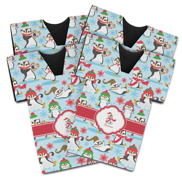 Christmas Penguins Jersey Bottle Cooler - Set of 4 - MAIN (flat)