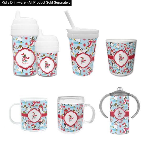 Christmas Penguins Kid's Drinkware - Customized & Personalized