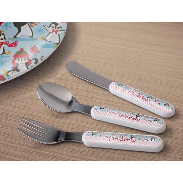 Christmas Penguins Kids Flatware w/ Plate