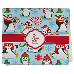 Christmas Penguins Kitchen Towel - Poly Cotton w/ Name or Text
