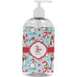 Christmas Penguins Plastic Soap / Lotion Dispenser (16 oz - Large - White) (Personalized)