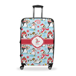 Christmas Penguins Suitcase - 28" Large - Checked w/ Name or Text