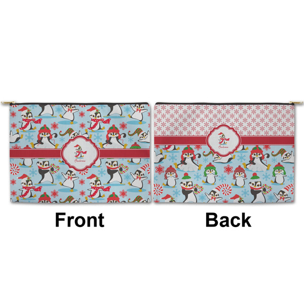 Christmas Penguins Large Zipper Pouch Approval (Front and Back)