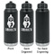 Christmas Penguins Laser Engraved Water Bottles - 2 Styles - Front & Back View