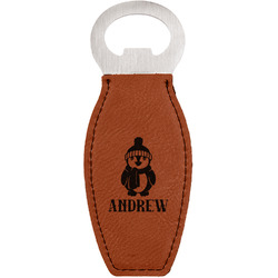 Christmas Penguins Leatherette Bottle Opener (Personalized)