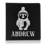 Christmas Penguins Leather Binder - 1" - Black (Personalized)