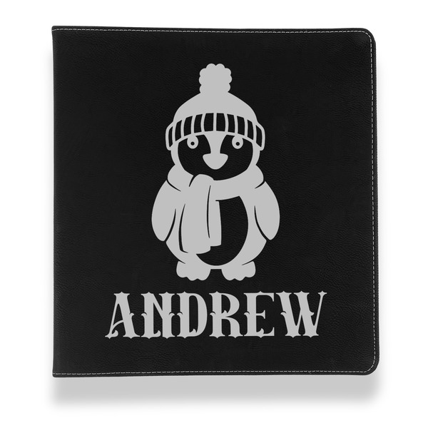 Christmas Penguins Leather Binder - 1" - Black - Front View