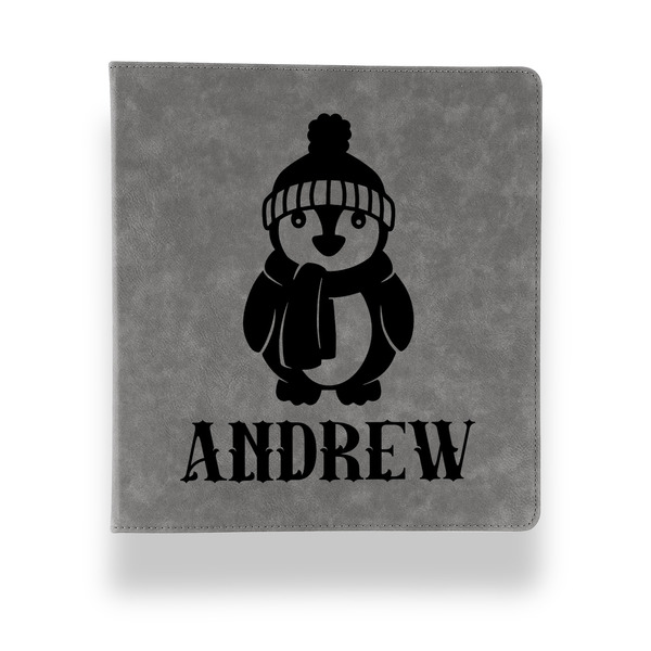 Christmas Penguins Leather Binder - 1" - Grey - Front View