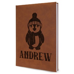 Christmas Penguins Leather Sketchbook - Large - Double Sided (Personalized)