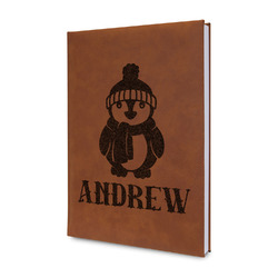 Christmas Penguins Leather Sketchbook - Small - Double Sided (Personalized)