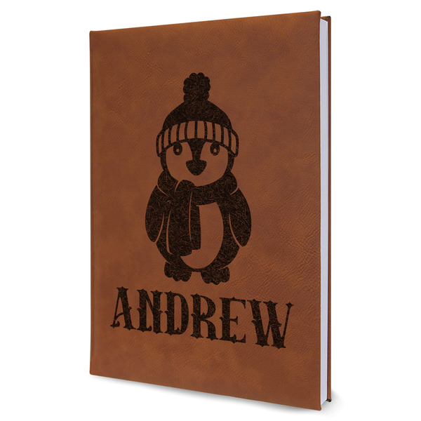 Custom Christmas Penguins Leatherette Journal - Large - Single Sided (Personalized)