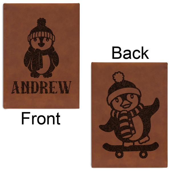 Christmas Penguins Leatherette Journals - Large - Double Sided - Front & Back View