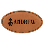 Christmas Penguins Leatherette Oval Name Badge with Magnet (Personalized)