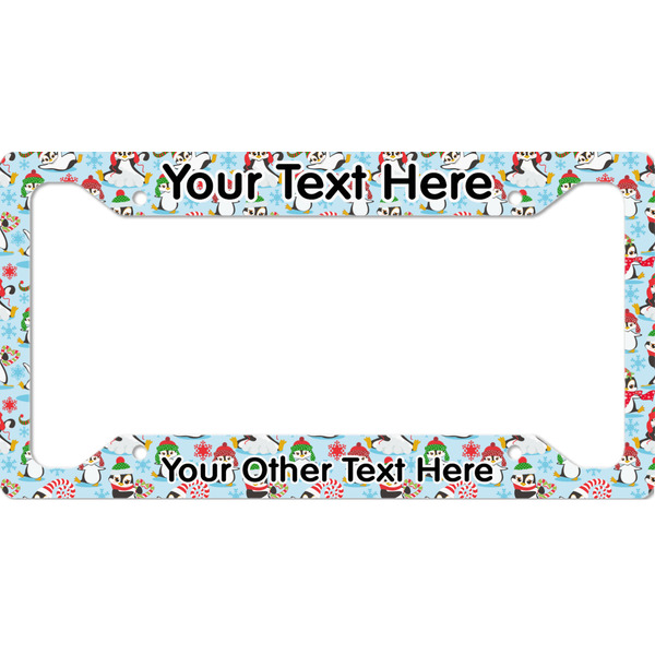 Custom Christmas Penguins License Plate Frame (Personalized)