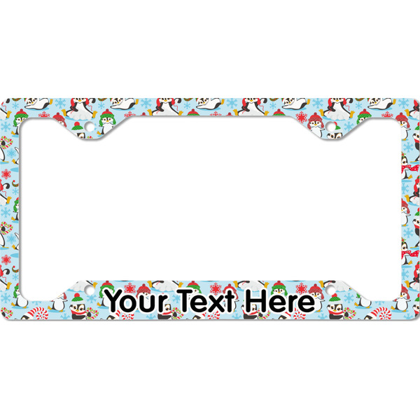 Custom Christmas Penguins License Plate Frame - Style C (Personalized)
