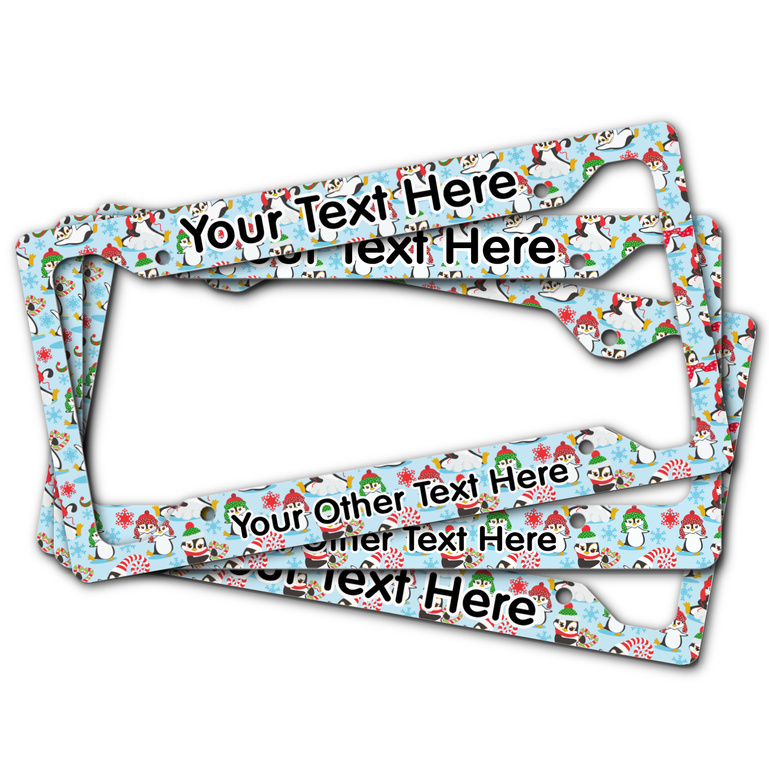 Custom Christmas Penguins License Plate Frame (Personalized