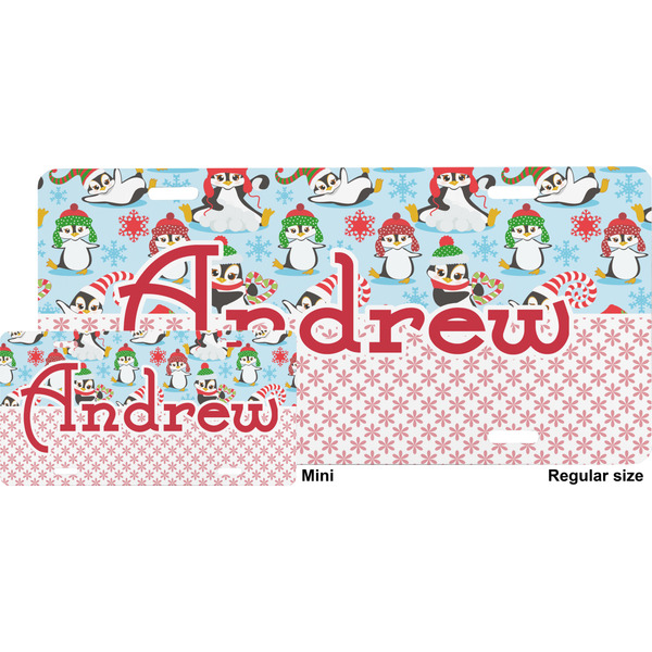 Christmas Penguins License Plate (Sizes)