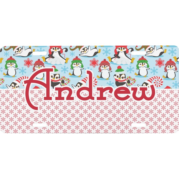 Custom Christmas Penguins Front License Plate (Personalized)