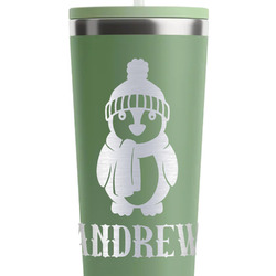 Christmas Penguins RTIC Everyday Tumbler with Straw - 28oz - Light Green - Double-Sided (Personalized)