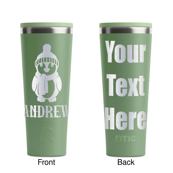 Christmas Penguins Light Green RTIC Everyday Tumbler - 28 oz. - Front and Back