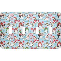Christmas Penguins Light Switch Cover (4 Toggle Plate)