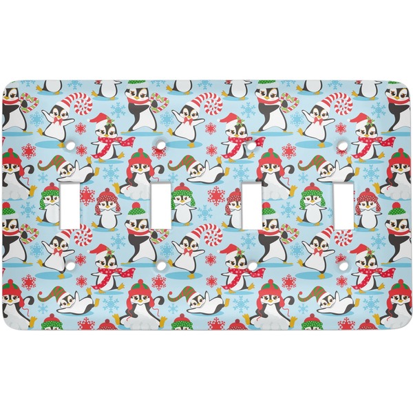 Custom Christmas Penguins Light Switch Cover (4 Toggle Plate)