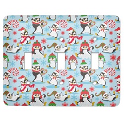 Christmas Penguins Light Switch Cover (3 Toggle Plate)