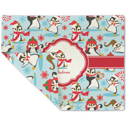 Christmas Penguins Double-Sided Linen Placemat - Single w/ Name or Text