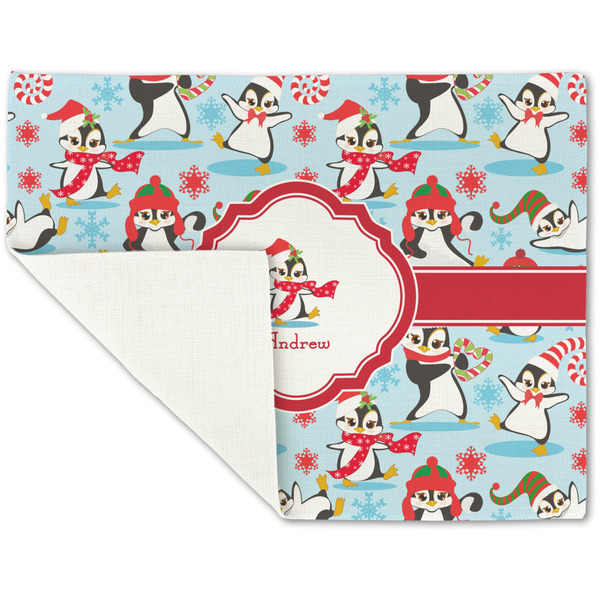 Christmas Penguins Linen Placemat - Folded Corner (single side)