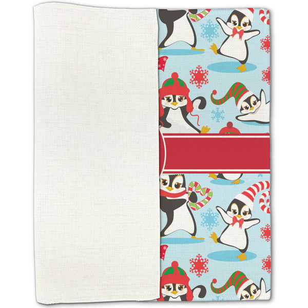 Christmas Penguins Linen Placemat - Folded Half