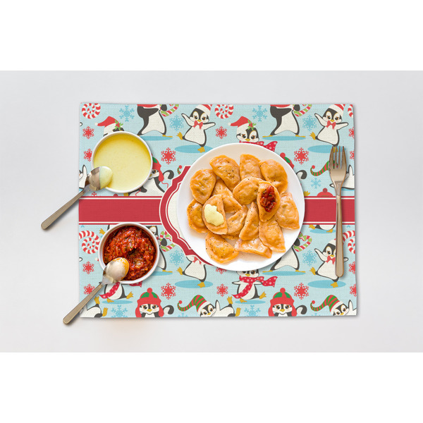 Christmas Penguins Linen Placemat - Lifestyle (single)