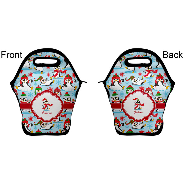 Christmas Penguins Lunch Bag - Front and Back
