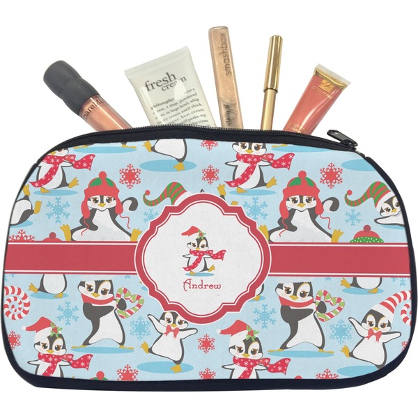 Custom Christmas Penguins Makeup / Cosmetic Bag - Medium (Personalized)