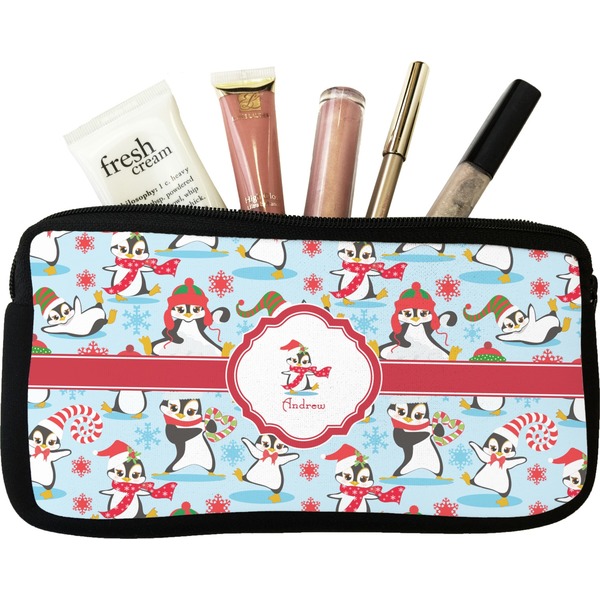 Custom Christmas Penguins Makeup / Cosmetic Bag (Personalized)