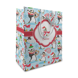Christmas Penguins Medium Gift Bag (Personalized)