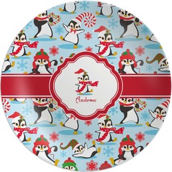 Christmas Penguins Melamine Plate (Personalized)