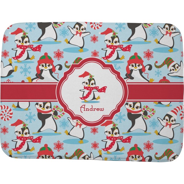 Custom Christmas Penguins Memory Foam Bath Mat - 48"x36" (Personalized)