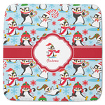 Christmas Penguins Memory Foam Bath Mat - 48"x48" (Personalized)