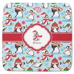 Christmas Penguins Memory Foam Bath Mat - 48"x48" (Personalized)